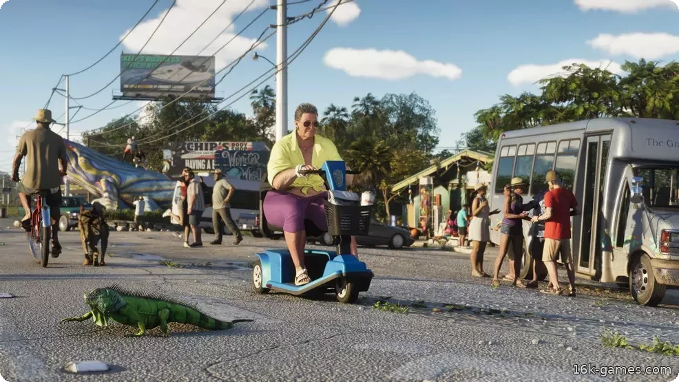 GTA 6 позволит изучать животных, как в RDR2 An iguana crosses a busy street