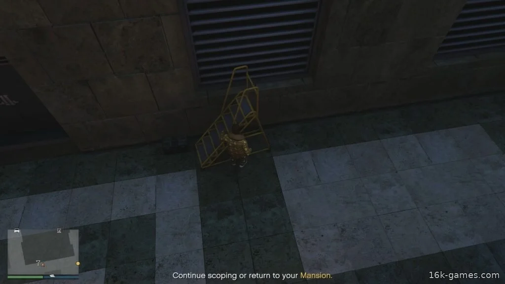 GTA Online: Все места появления ключа от люка и схема/карта канализации The Kortz Heist Manhole Key Spawn location along the south side of the Kortz Center in GTA Online.