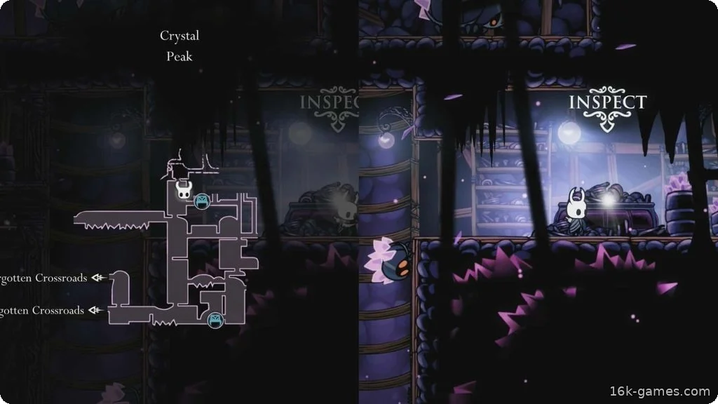 Кристальный пик | Руководство по Hollow Knight The Shopkeeper's Key location in Crystal Peak.