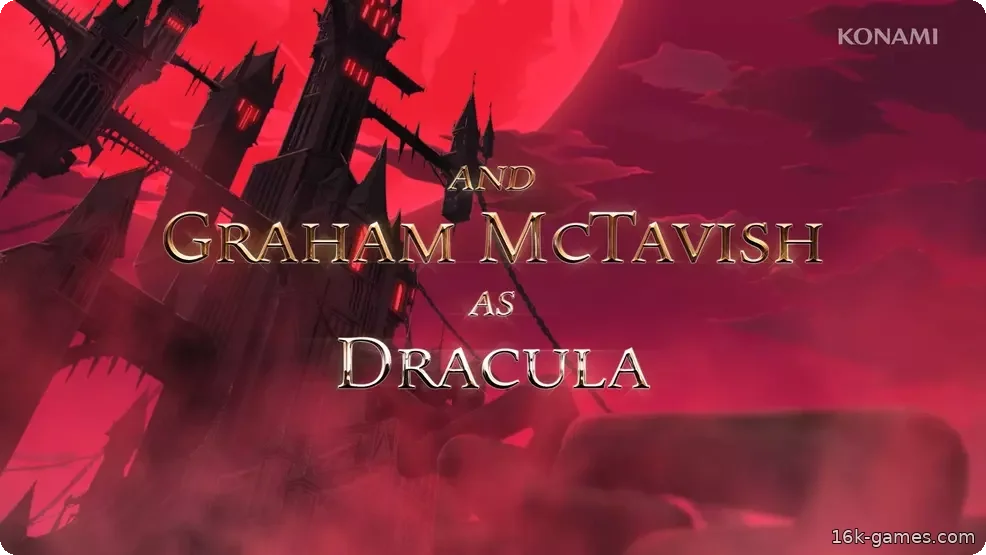 Graham McTavish's name against an image of Dracula's castle.