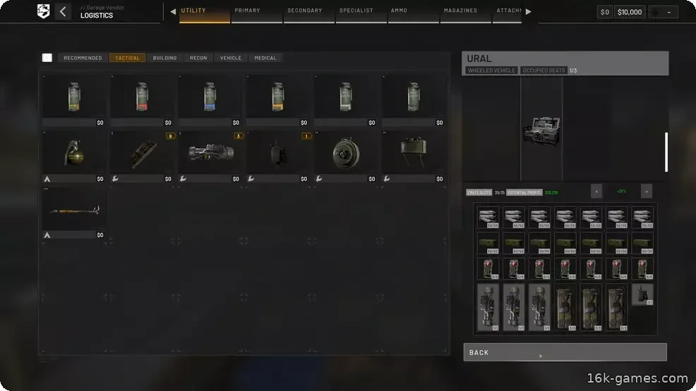 A crate getting filled with supplies